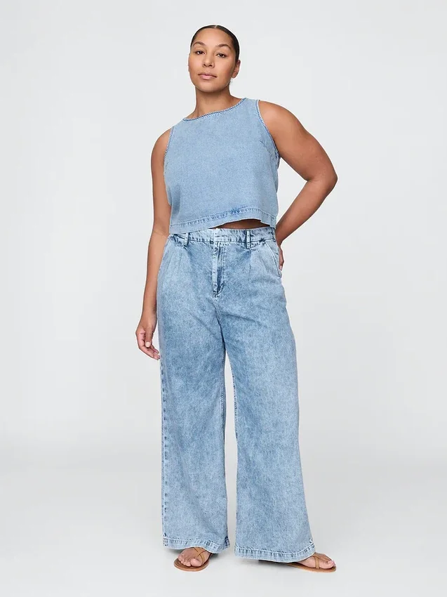 365 Yüksek Bel Ultra Yumuşak Pileli Denim Pantolon