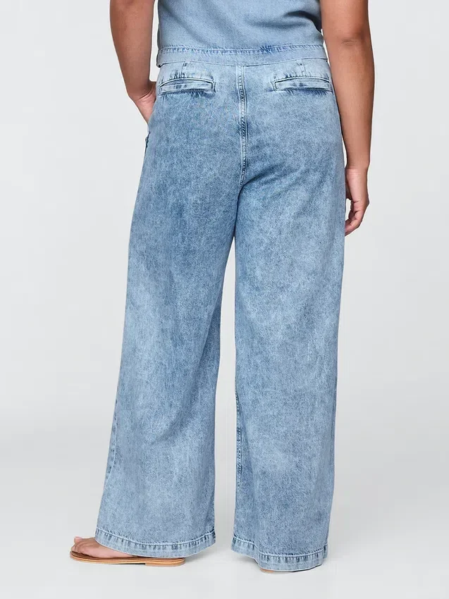 365 Yüksek Bel Ultra Yumuşak Pileli Denim Pantolon
