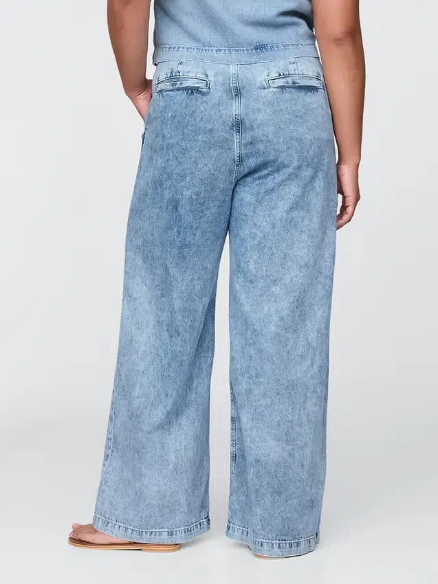 365 Yüksek Bel Ultra Yumuşak Pileli Denim Pantolon