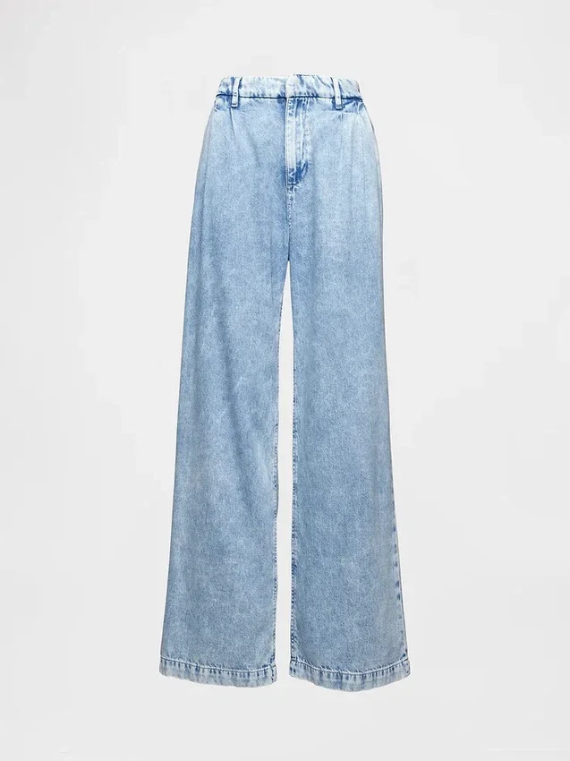 365 Yüksek Bel Ultra Yumuşak Pileli Denim Pantolon