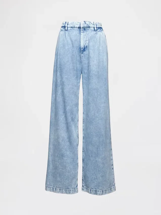 365 Yüksek Bel Ultra Yumuşak Pileli Denim Pantolon