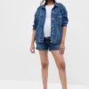 4 inç Hamile Giyim Tam Panel Denim Şort