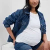 4 inç Hamile Giyim Tam Panel Denim Şort