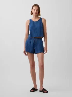4" Pamuklu Gazlı Kumaş Denim Kolay Giyilebilir Şortlar