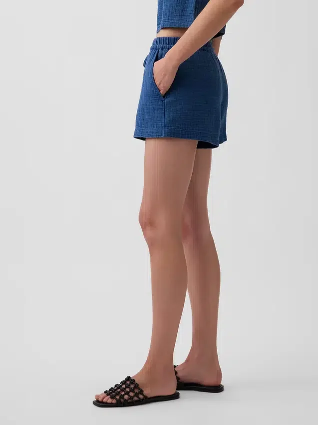 4" Pamuklu Gazlı Kumaş Denim Kolay Giyilebilir Şortlar