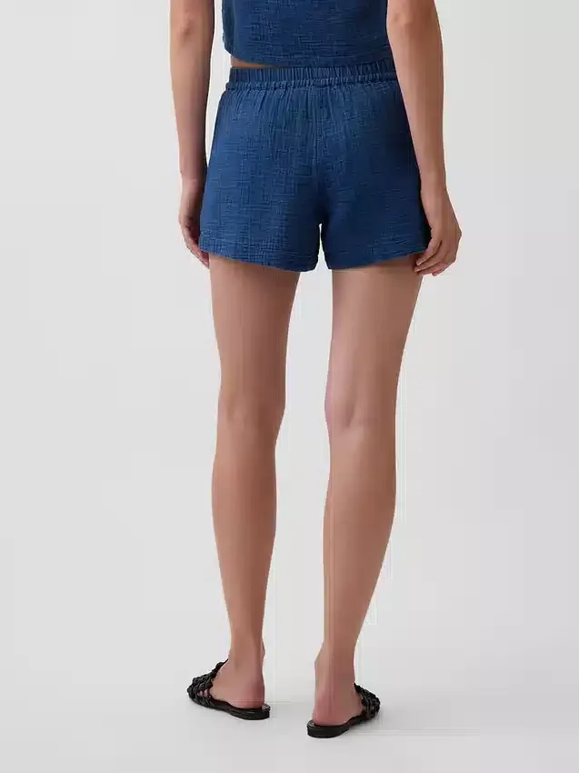 4" Pamuklu Gazlı Kumaş Denim Kolay Giyilebilir Şortlar