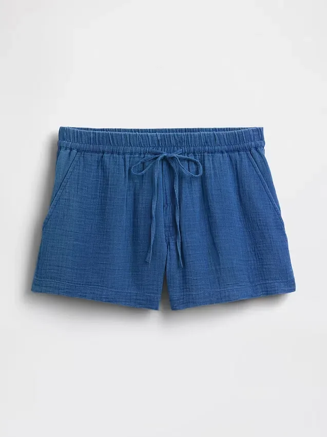 4" Pamuklu Gazlı Kumaş Denim Kolay Giyilebilir Şortlar