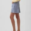 5" Orta Bel Baskılı Örme Denim Rahat Şort