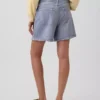 5" Orta Bel Baskılı Örme Denim Rahat Şort