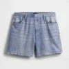 5" Orta Bel Baskılı Örme Denim Rahat Şort