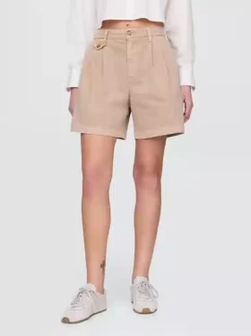 6″ Orta Bel Twill Pileli Pantolon Şortlar
