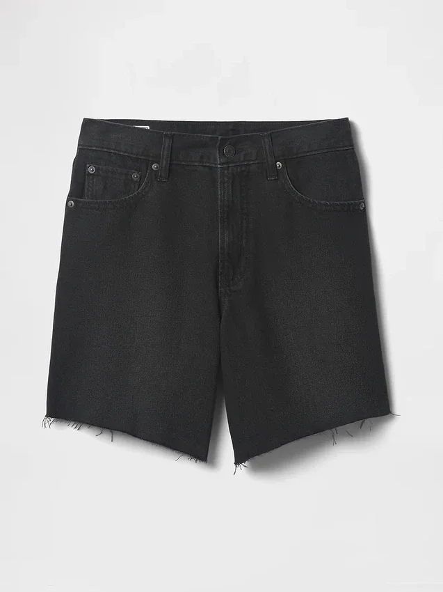 8" Orta Bel '90'lar Stili Bol Kesim Denim Bermuda Şort