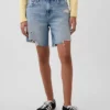 8" Orta Bel Gevşek Denim Bermuda Şort