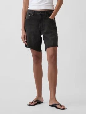 8″ Orta Bel Gevşek Denim Bermuda Şort