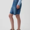 8" Orta Bel Gevşek Denim Bermuda Şort