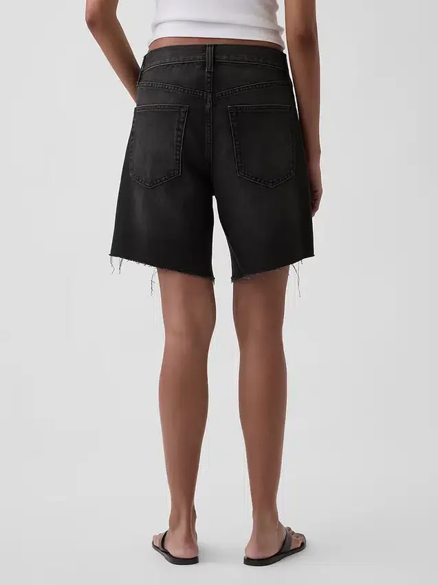 8" Orta Bel Gevşek Denim Bermuda Şort