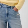 8" Orta Bel Gevşek Denim Bermuda Şort