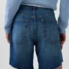 8" Orta Bel Gevşek Denim Bermuda Şort