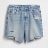 8" Orta Bel Gevşek Denim Bermuda Şort