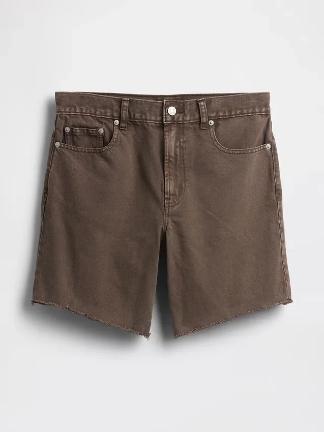 8" Orta Bel Gevşek Denim Bermuda Şort