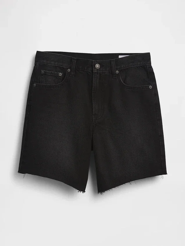 8" Orta Bel Gevşek Denim Bermuda Şort