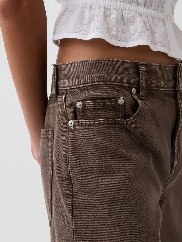 8" Orta Bel Gevşek Denim Bermuda Şort