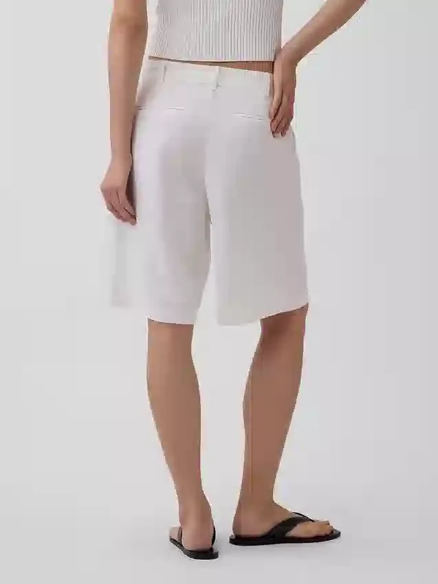 9" Alçak Bel Keten Karışımlı Pantolon Şortları