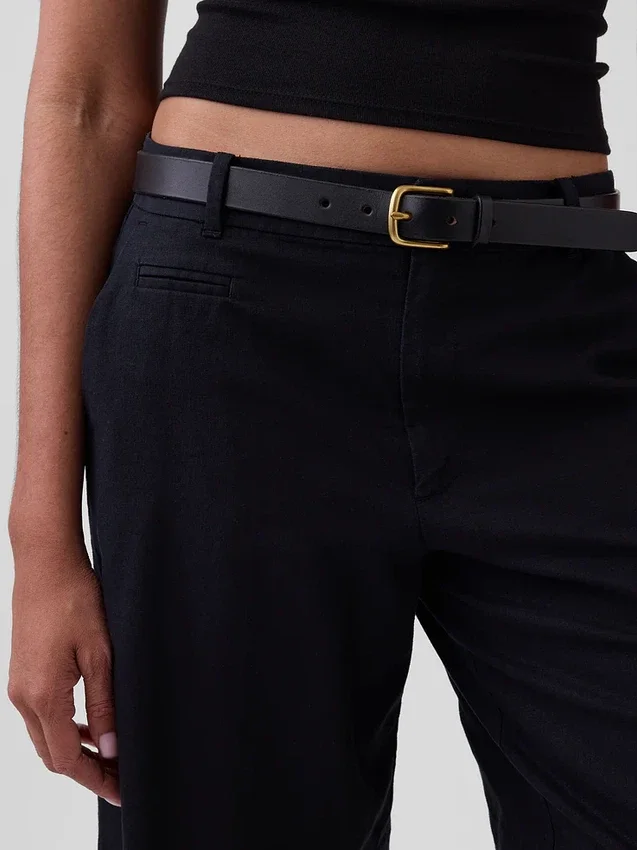 9" Alçak Bel Keten Karışımlı Pantolon Şortları