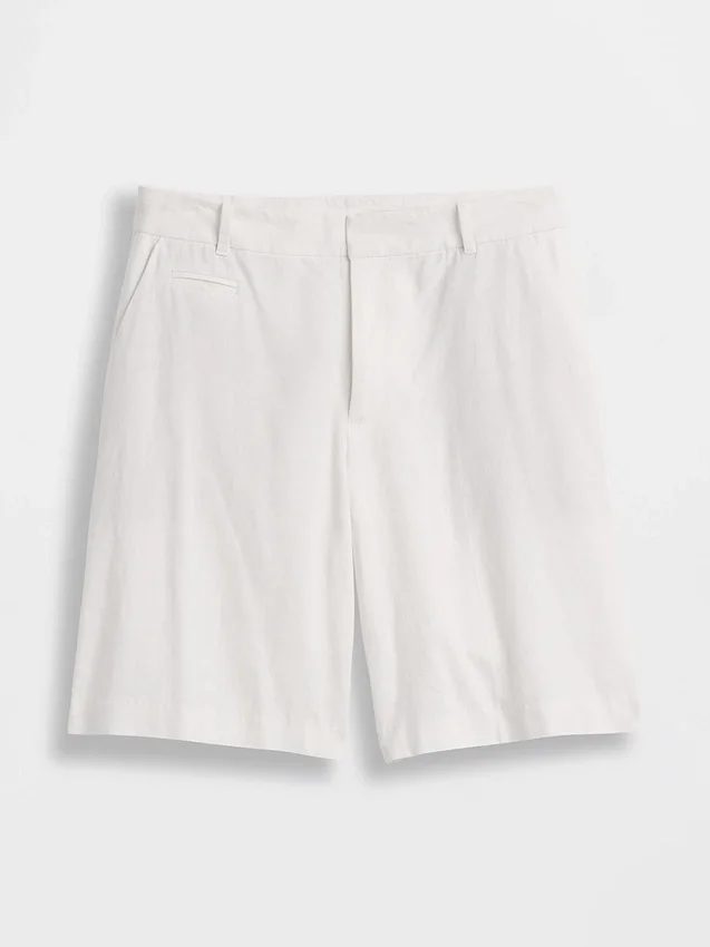 9" Alçak Bel Keten Karışımlı Pantolon Şortları
