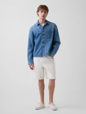 9" Bol Kesim Denim Marangoz Şortu