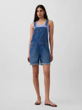 90'lar Tarzı Bol Kesim Denim Şortlu Tulum