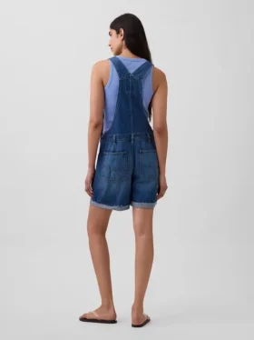 90’lar Tarzı Bol Kesim Denim Şortlu Tulum