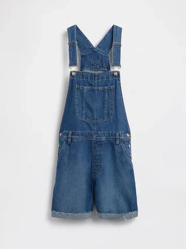 90'lar Tarzı Bol Kesim Denim Şortlu Tulum
