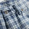 90'lar Tarzı Bol Kesim Kareli Denim Şortlar