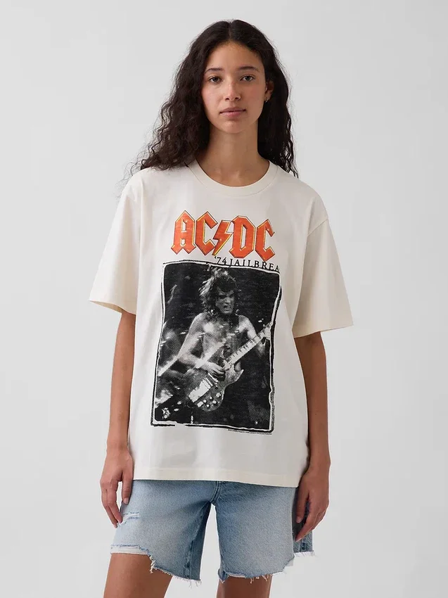 Ac/Dc Bol Kesim Grafik Tişört