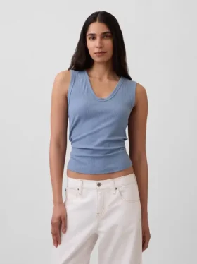 Alacalı Nervürlü Tank Top