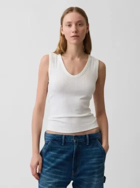 Alacalı Nervürlü Tank Top