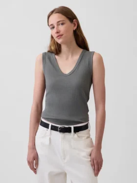Alacalı Nervürlü Tank Top
