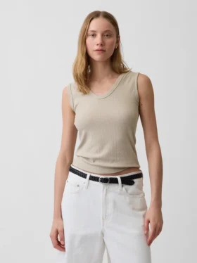 Alacalı Nervürlü Tank Top