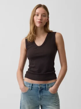 Alacalı Nervürlü Tank Top