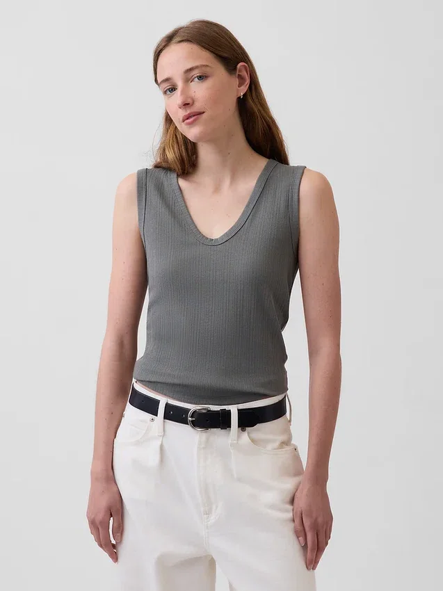 Alacalı Nervürlü Tank Top