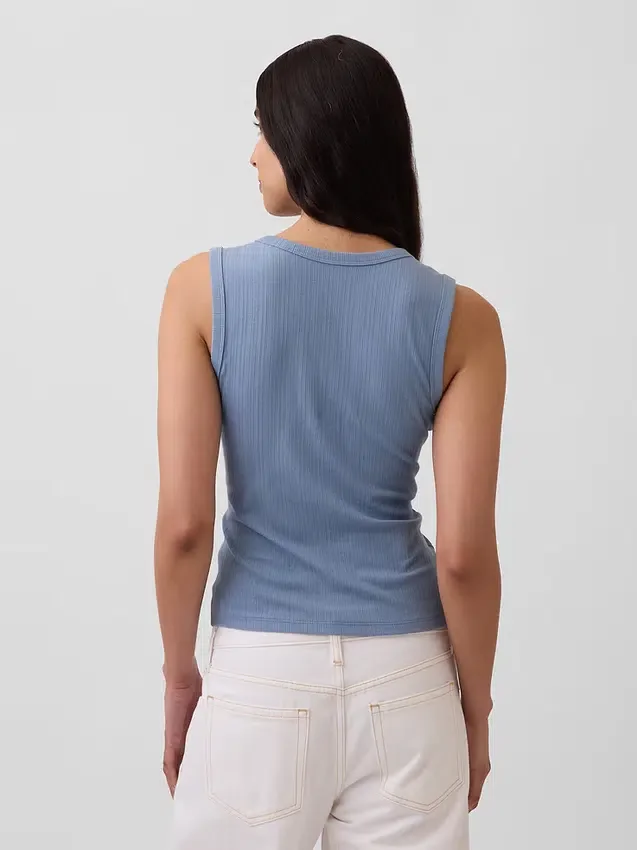 Alacalı Nervürlü Tank Top
