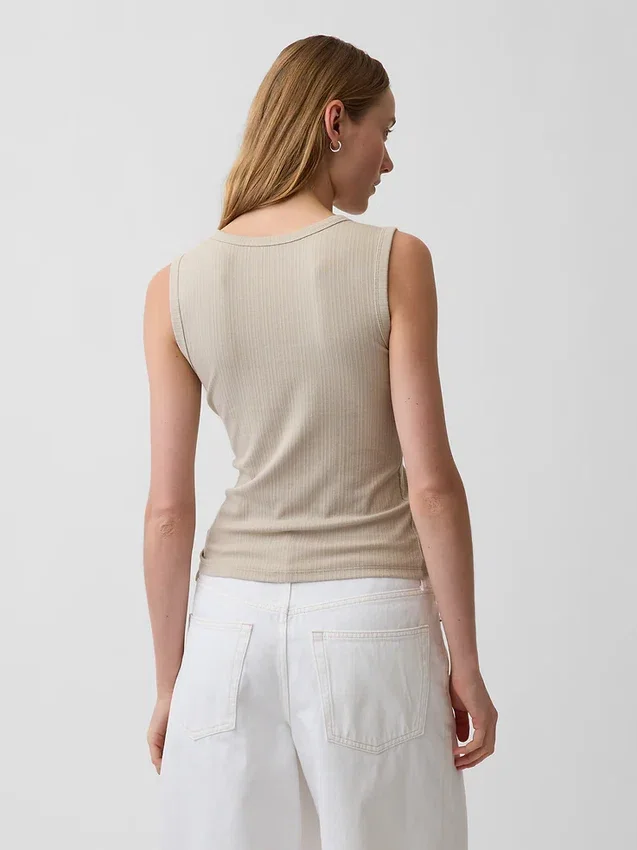 Alacalı Nervürlü Tank Top
