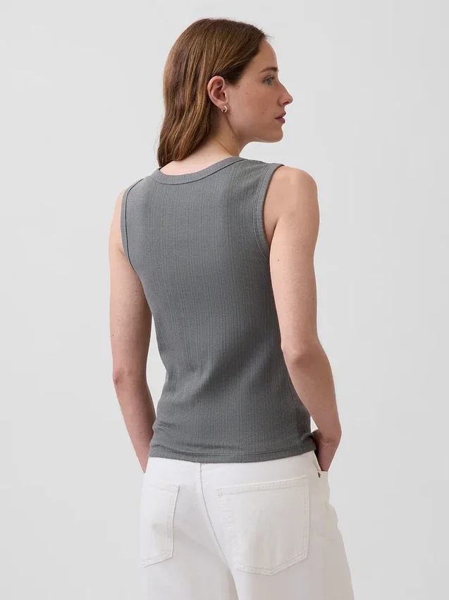 Alacalı Nervürlü Tank Top