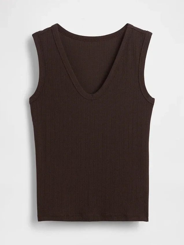 Alacalı Nervürlü Tank Top