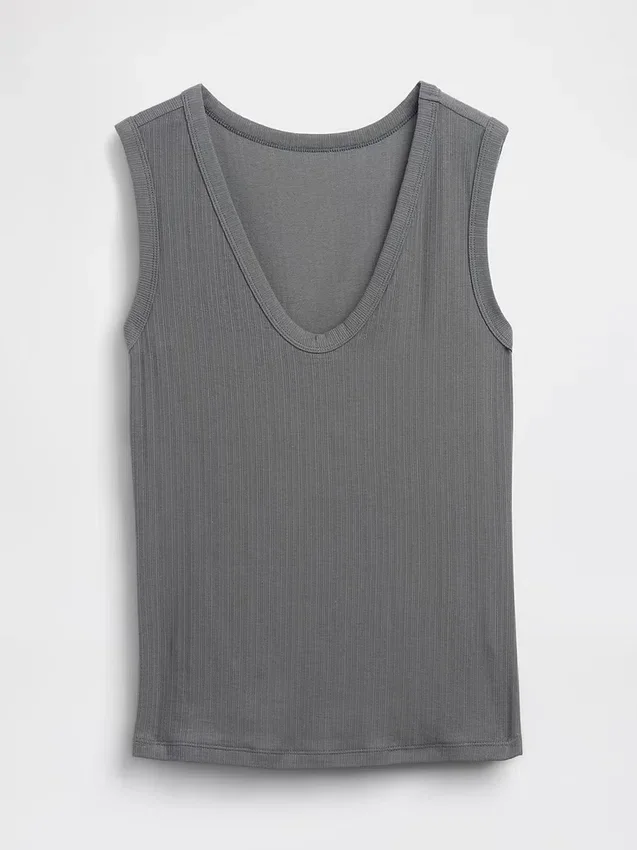 Alacalı Nervürlü Tank Top