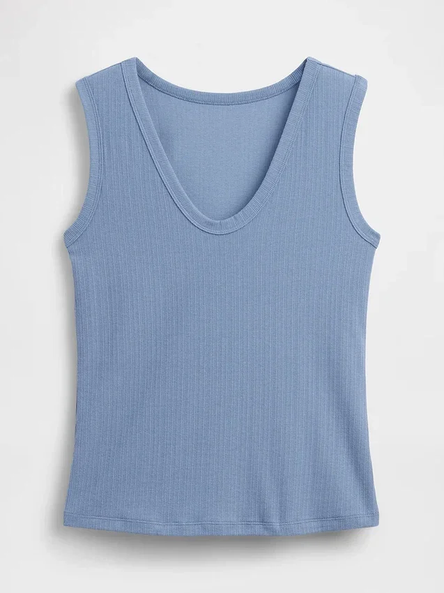 Alacalı Nervürlü Tank Top