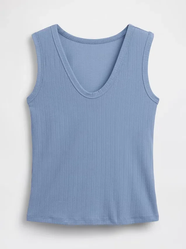 Alacalı Nervürlü Tank Top