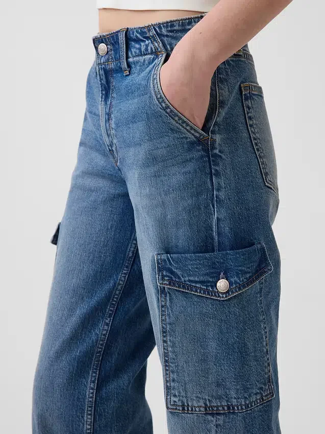 Alçak Bel '90'lar Stili Bol Kargo Jean'ler