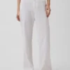 Alçak Bel Keten Karışımlı Geniş Paça Pantolon